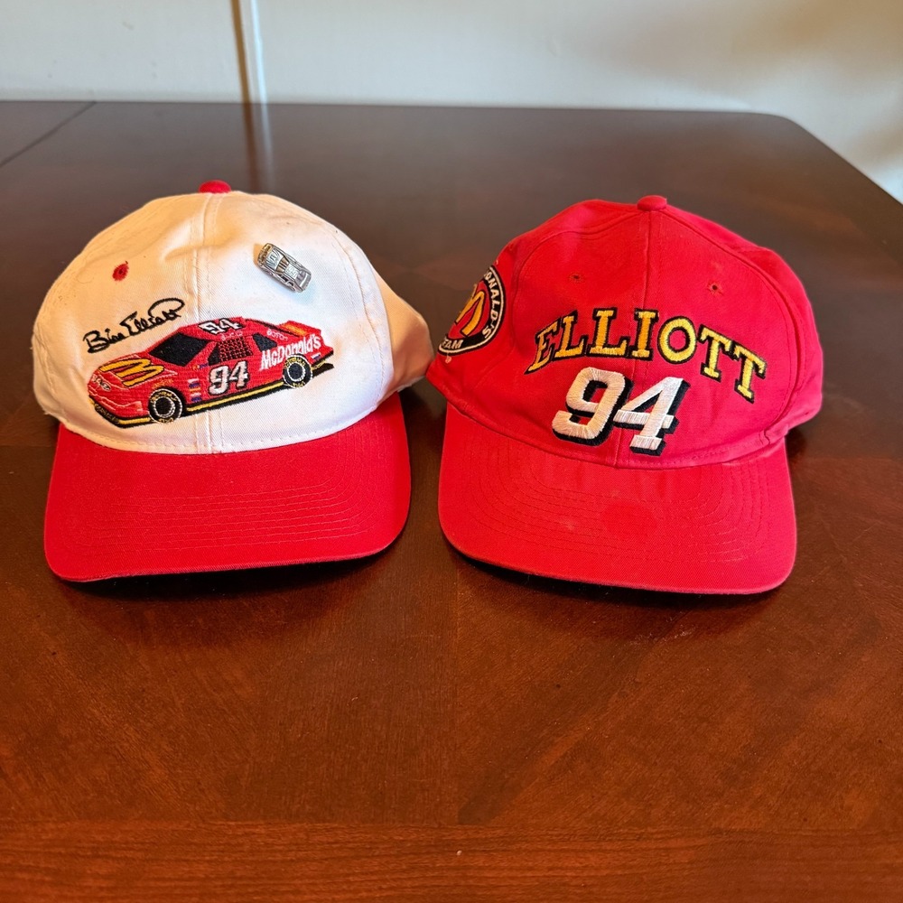 Vintage Bill Elliott #94 McDonald's NASCAR Hats Lot of 2 Snapback Caps 90s Racin